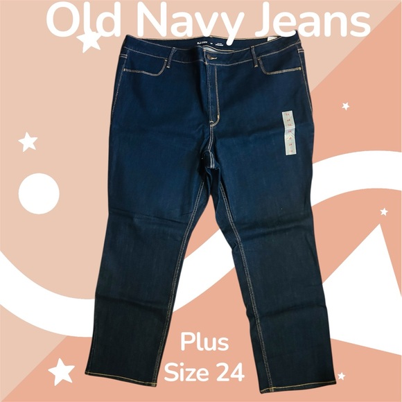 Old Navy Denim - Old Navy Plus Size Women’s Dark Blue Wash Straight Jeans Size 24